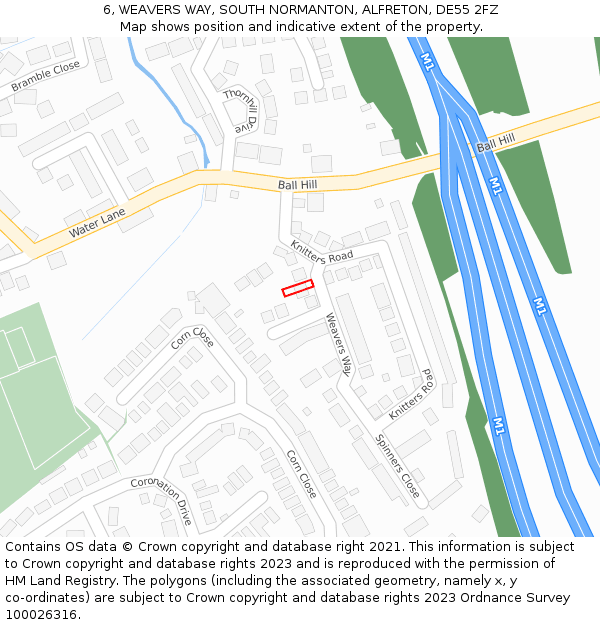 6, WEAVERS WAY, SOUTH NORMANTON, ALFRETON, DE55 2FZ: Location map and indicative extent of plot