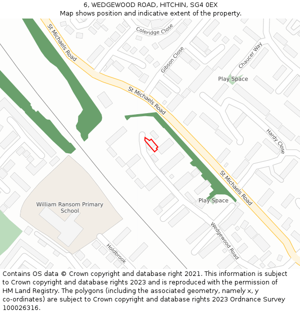 6, WEDGEWOOD ROAD, HITCHIN, SG4 0EX: Location map and indicative extent of plot