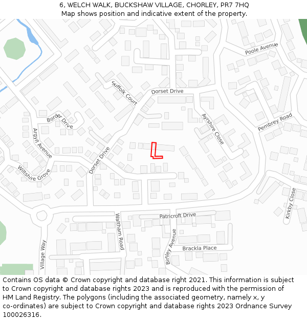6, WELCH WALK, BUCKSHAW VILLAGE, CHORLEY, PR7 7HQ: Location map and indicative extent of plot