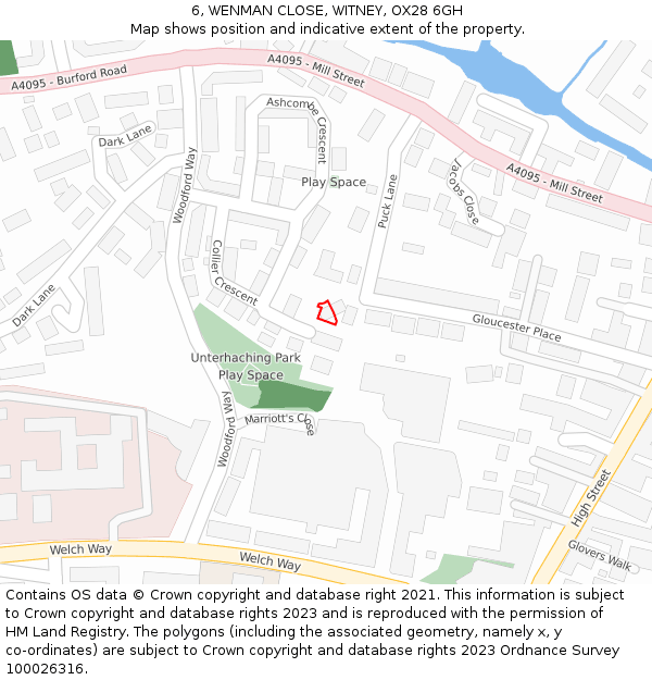 6, WENMAN CLOSE, WITNEY, OX28 6GH: Location map and indicative extent of plot