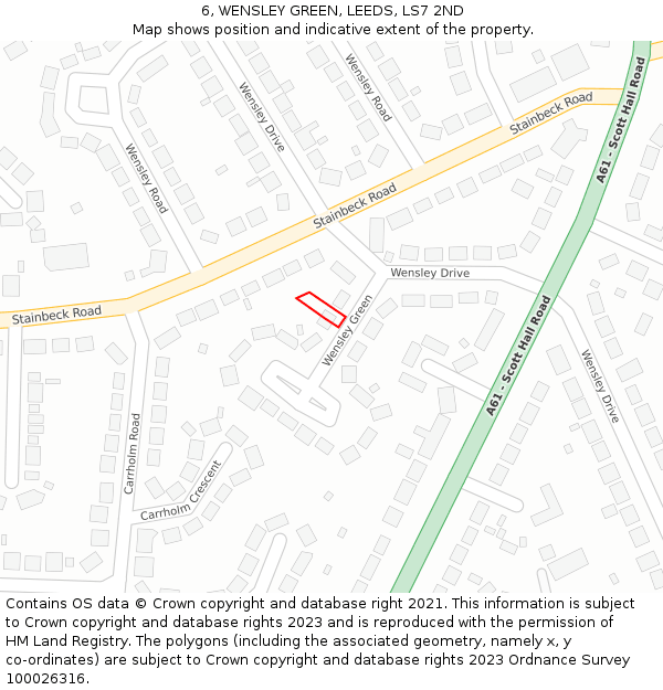 6, WENSLEY GREEN, LEEDS, LS7 2ND: Location map and indicative extent of plot