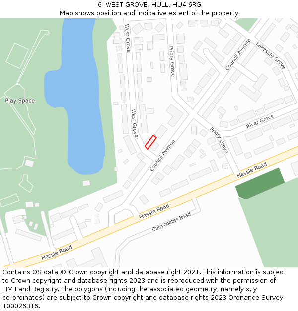 6, WEST GROVE, HULL, HU4 6RG: Location map and indicative extent of plot