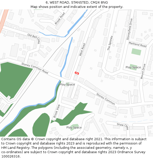 6, WEST ROAD, STANSTED, CM24 8NG: Location map and indicative extent of plot