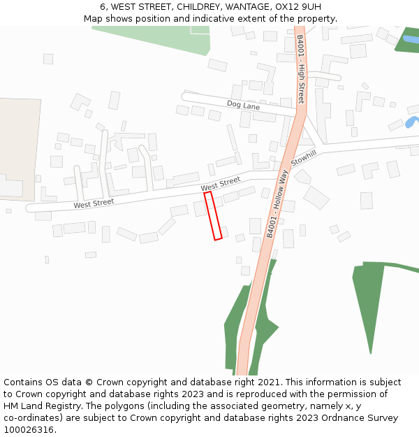 6, WEST STREET, CHILDREY, WANTAGE, OX12 9UH: Location map and indicative extent of plot