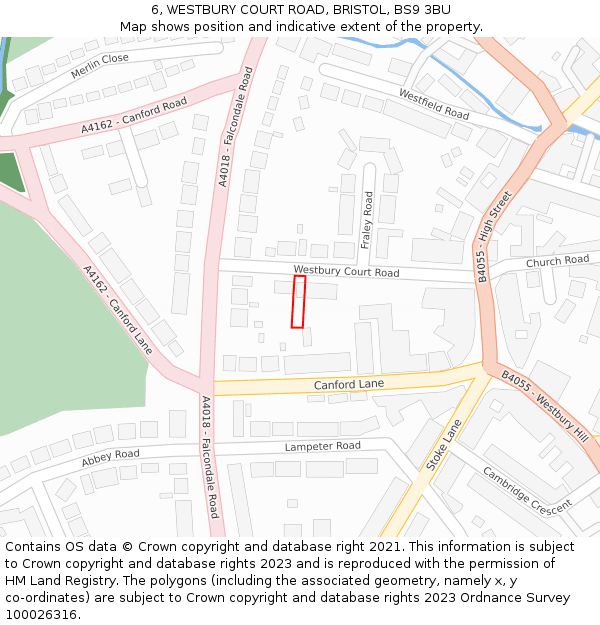 6, WESTBURY COURT ROAD, BRISTOL, BS9 3BU: Location map and indicative extent of plot