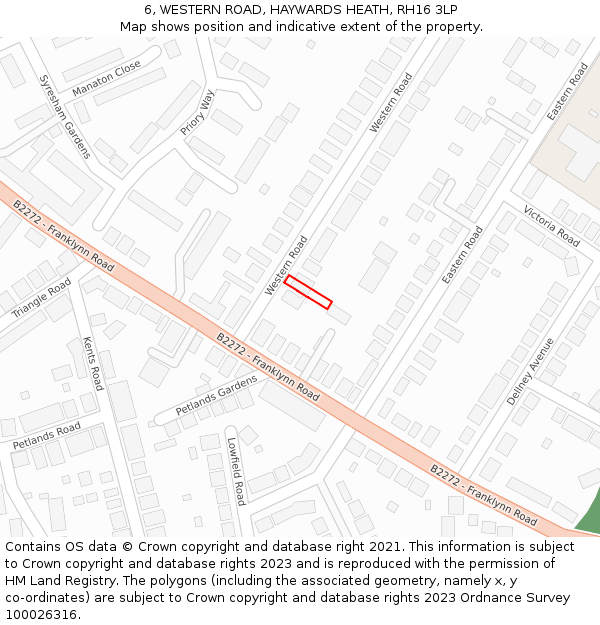 6, WESTERN ROAD, HAYWARDS HEATH, RH16 3LP: Location map and indicative extent of plot