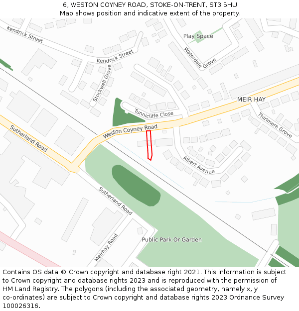 6, WESTON COYNEY ROAD, STOKE-ON-TRENT, ST3 5HU: Location map and indicative extent of plot