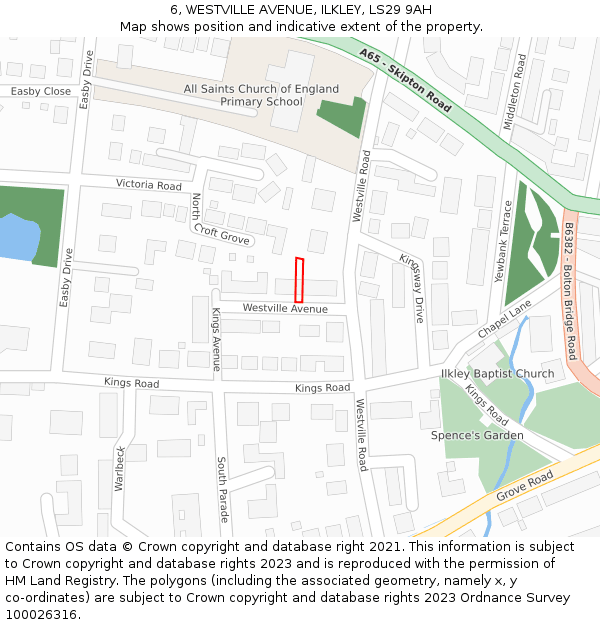 6, WESTVILLE AVENUE, ILKLEY, LS29 9AH: Location map and indicative extent of plot