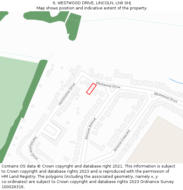 6, WESTWOOD DRIVE, LINCOLN, LN6 0HJ: Location map and indicative extent of plot