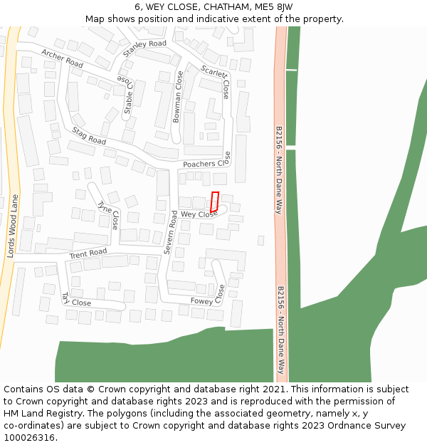 6, WEY CLOSE, CHATHAM, ME5 8JW: Location map and indicative extent of plot