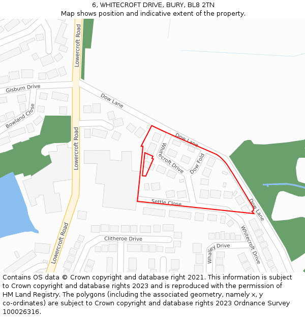 6, WHITECROFT DRIVE, BURY, BL8 2TN: Location map and indicative extent of plot