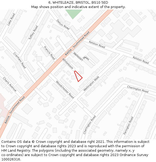 6, WHITELEAZE, BRISTOL, BS10 5ED: Location map and indicative extent of plot