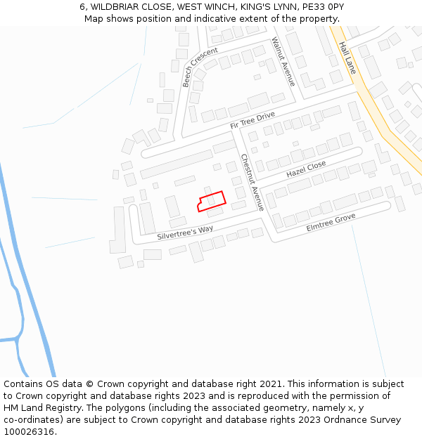 6, WILDBRIAR CLOSE, WEST WINCH, KING'S LYNN, PE33 0PY: Location map and indicative extent of plot