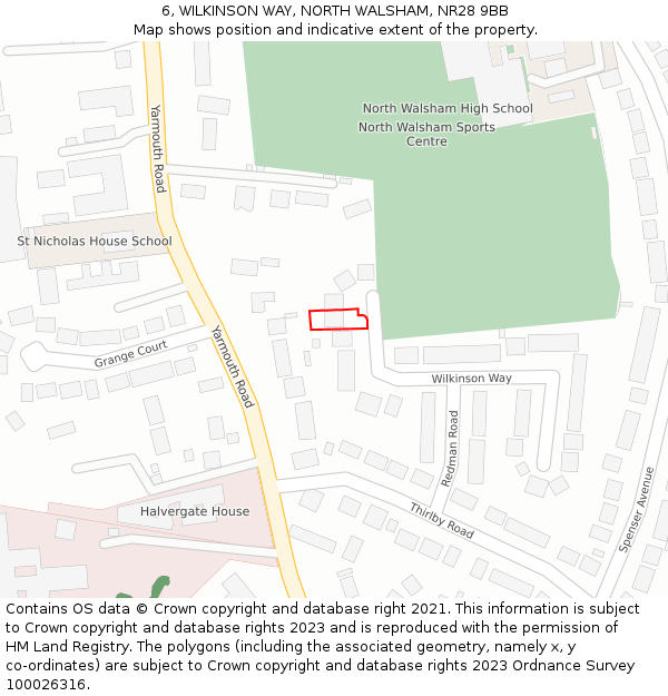 6, WILKINSON WAY, NORTH WALSHAM, NR28 9BB: Location map and indicative extent of plot