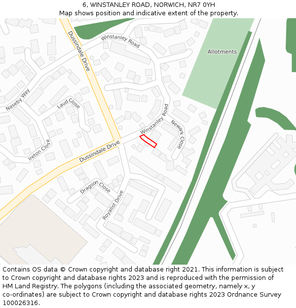 6, WINSTANLEY ROAD, NORWICH, NR7 0YH: Location map and indicative extent of plot