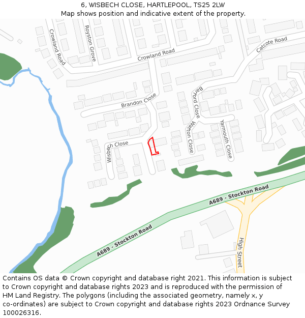 6, WISBECH CLOSE, HARTLEPOOL, TS25 2LW: Location map and indicative extent of plot
