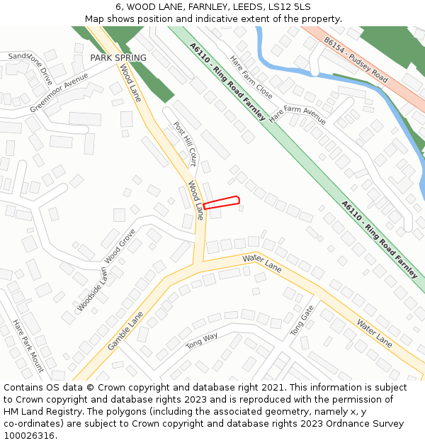 6, WOOD LANE, FARNLEY, LEEDS, LS12 5LS: Location map and indicative extent of plot