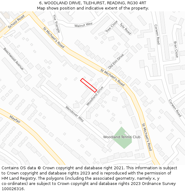 6, WOODLAND DRIVE, TILEHURST, READING, RG30 4RT: Location map and indicative extent of plot