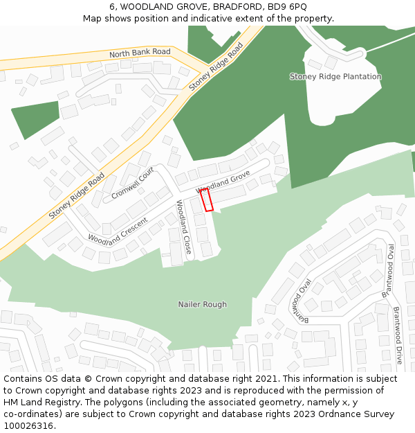 6, WOODLAND GROVE, BRADFORD, BD9 6PQ: Location map and indicative extent of plot