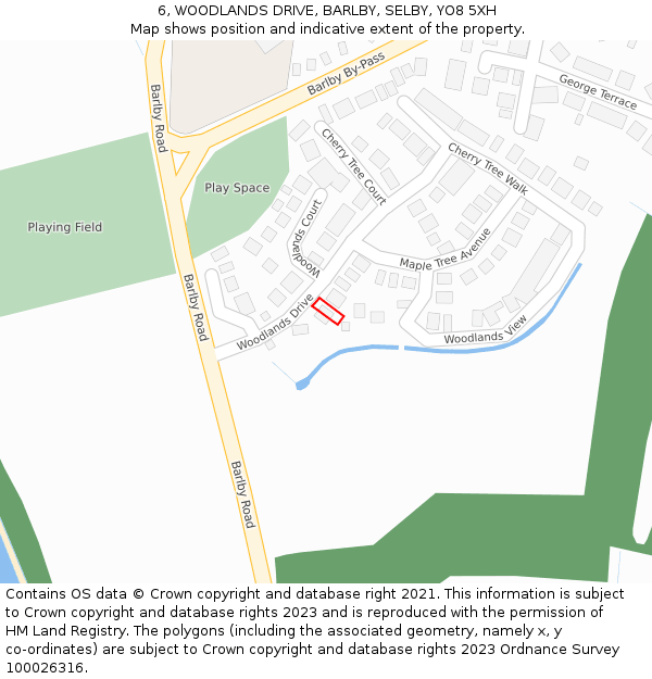 6, WOODLANDS DRIVE, BARLBY, SELBY, YO8 5XH: Location map and indicative extent of plot
