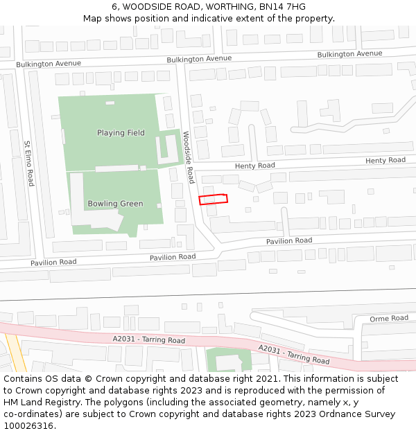 6, WOODSIDE ROAD, WORTHING, BN14 7HG: Location map and indicative extent of plot