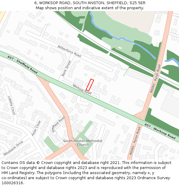 6, WORKSOP ROAD, SOUTH ANSTON, SHEFFIELD, S25 5ER: Location map and indicative extent of plot