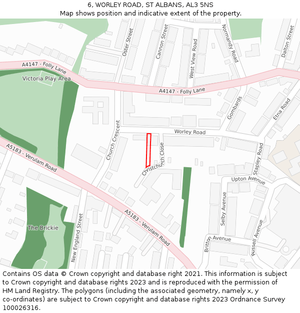 6, WORLEY ROAD, ST ALBANS, AL3 5NS: Location map and indicative extent of plot