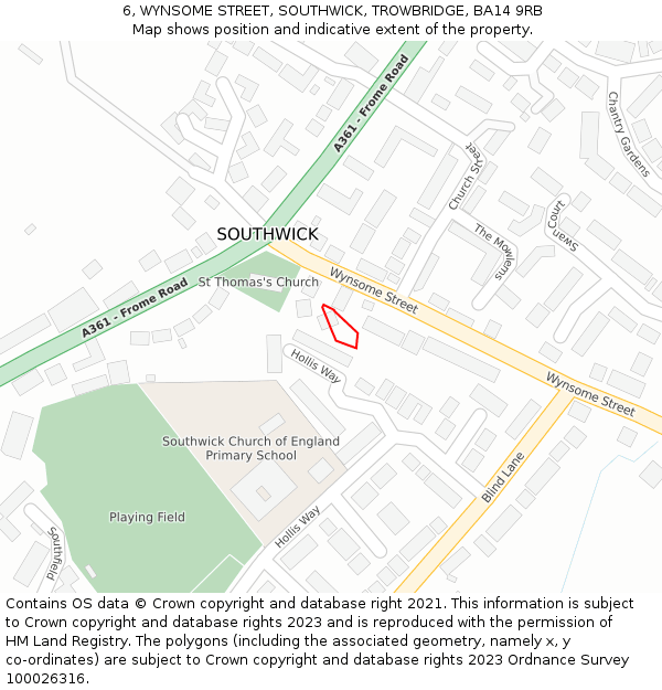 6, WYNSOME STREET, SOUTHWICK, TROWBRIDGE, BA14 9RB: Location map and indicative extent of plot