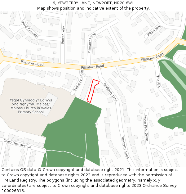 6, YEWBERRY LANE, NEWPORT, NP20 6WL: Location map and indicative extent of plot