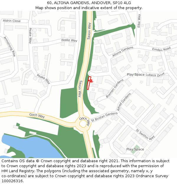 60, ALTONA GARDENS, ANDOVER, SP10 4LG: Location map and indicative extent of plot