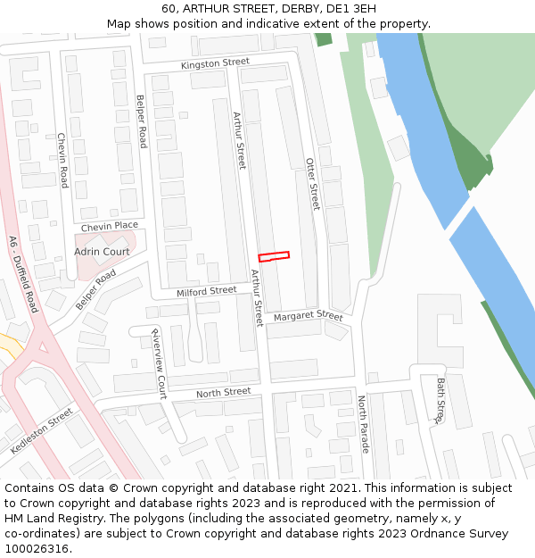 60, ARTHUR STREET, DERBY, DE1 3EH: Location map and indicative extent of plot