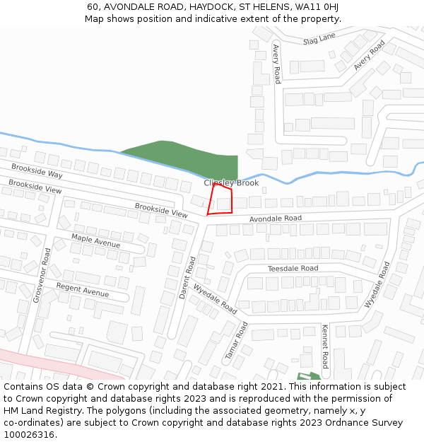 60, AVONDALE ROAD, HAYDOCK, ST HELENS, WA11 0HJ: Location map and indicative extent of plot