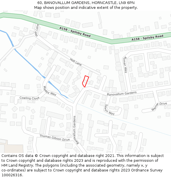 60, BANOVALLUM GARDENS, HORNCASTLE, LN9 6PN: Location map and indicative extent of plot