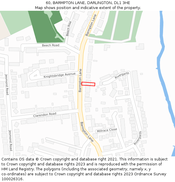 60, BARMPTON LANE, DARLINGTON, DL1 3HE: Location map and indicative extent of plot
