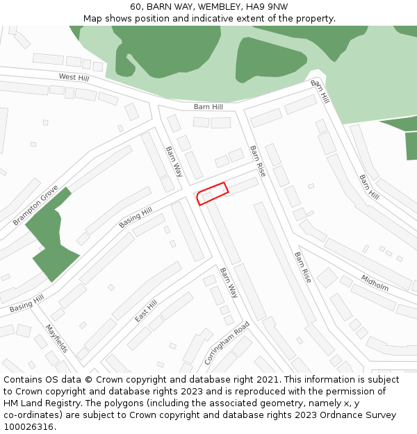 60, BARN WAY, WEMBLEY, HA9 9NW: Location map and indicative extent of plot