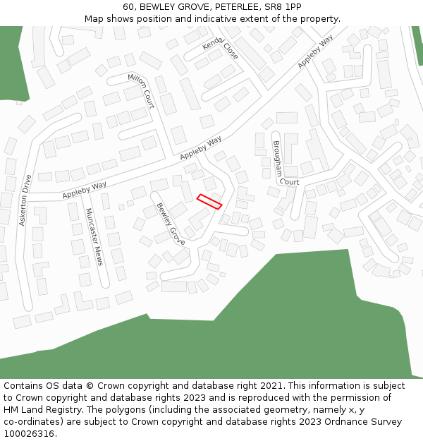 60, BEWLEY GROVE, PETERLEE, SR8 1PP: Location map and indicative extent of plot