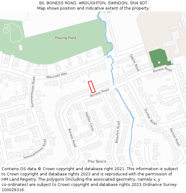 60, BONESS ROAD, WROUGHTON, SWINDON, SN4 9DT: Location map and indicative extent of plot