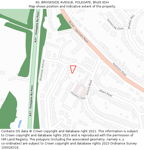 60, BROOKSIDE AVENUE, POLEGATE, BN26 6DH: Location map and indicative extent of plot
