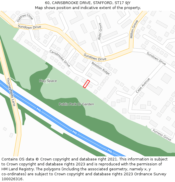 60, CARISBROOKE DRIVE, STAFFORD, ST17 9JY: Location map and indicative extent of plot