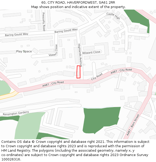 60, CITY ROAD, HAVERFORDWEST, SA61 2RR: Location map and indicative extent of plot