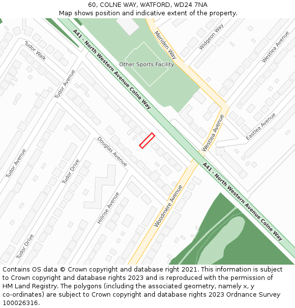 60, COLNE WAY, WATFORD, WD24 7NA: Location map and indicative extent of plot