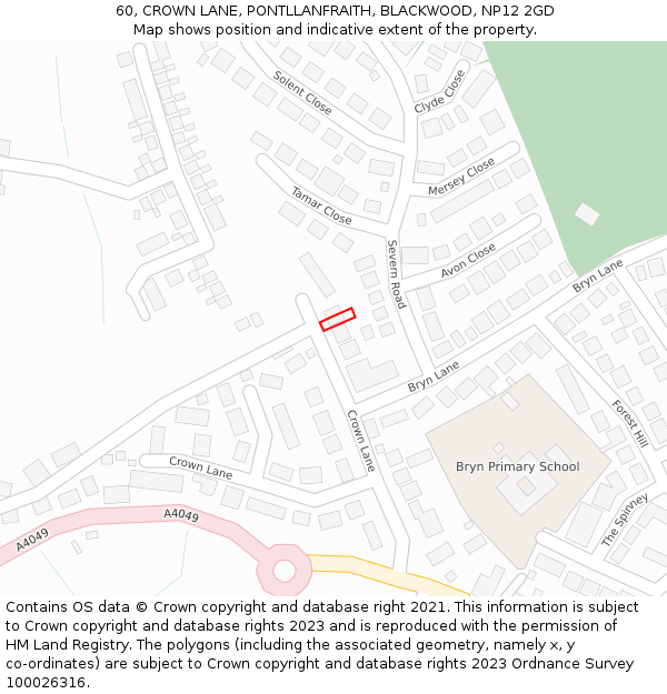 60, CROWN LANE, PONTLLANFRAITH, BLACKWOOD, NP12 2GD: Location map and indicative extent of plot