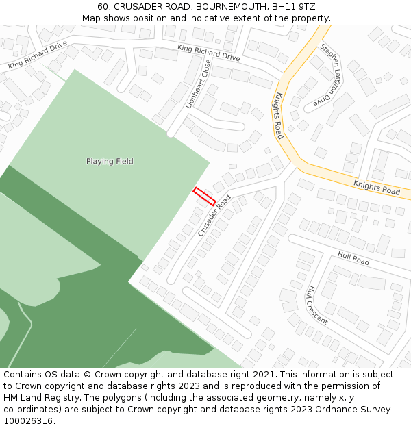 60, CRUSADER ROAD, BOURNEMOUTH, BH11 9TZ: Location map and indicative extent of plot