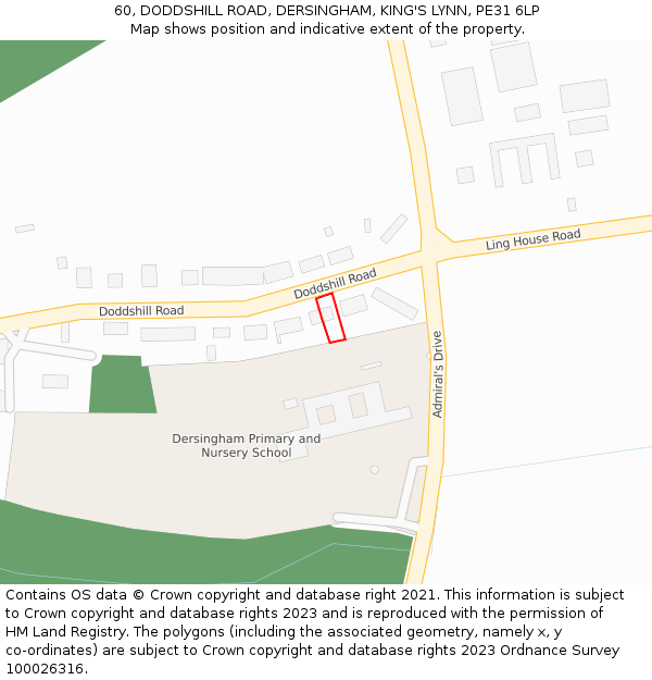 60, DODDSHILL ROAD, DERSINGHAM, KING'S LYNN, PE31 6LP: Location map and indicative extent of plot