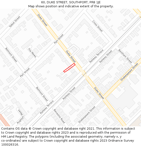 60, DUKE STREET, SOUTHPORT, PR8 1JE: Location map and indicative extent of plot