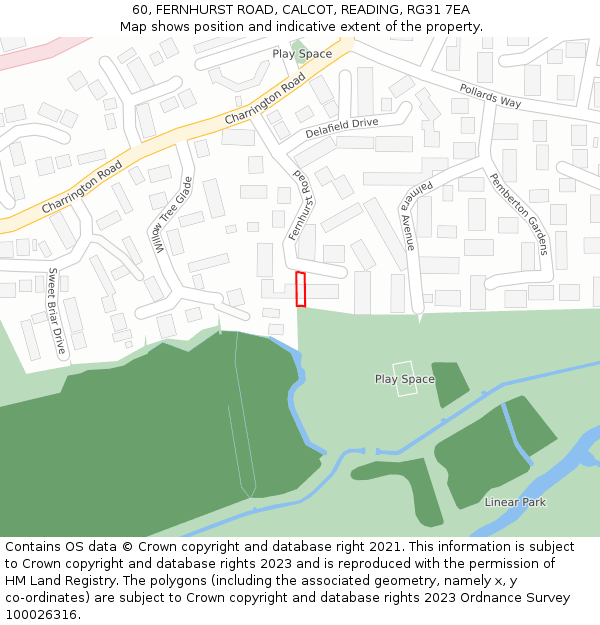 60, FERNHURST ROAD, CALCOT, READING, RG31 7EA: Location map and indicative extent of plot