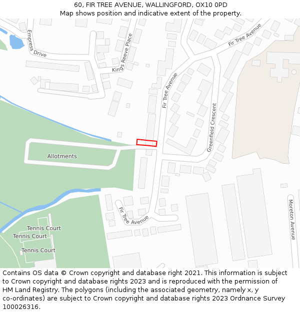 60, FIR TREE AVENUE, WALLINGFORD, OX10 0PD: Location map and indicative extent of plot
