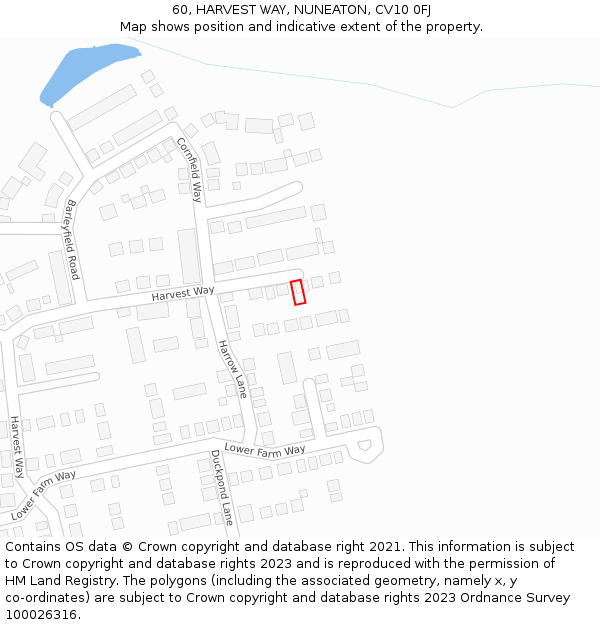 60, HARVEST WAY, NUNEATON, CV10 0FJ: Location map and indicative extent of plot