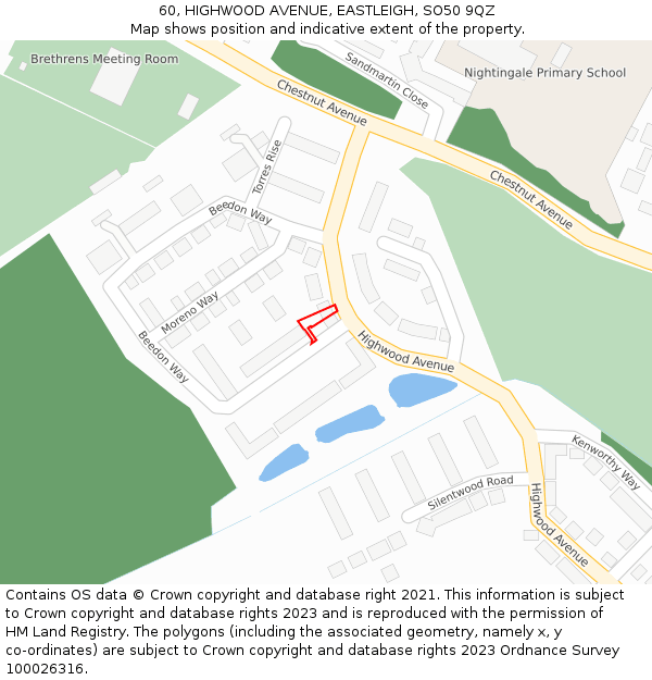 60, HIGHWOOD AVENUE, EASTLEIGH, SO50 9QZ: Location map and indicative extent of plot