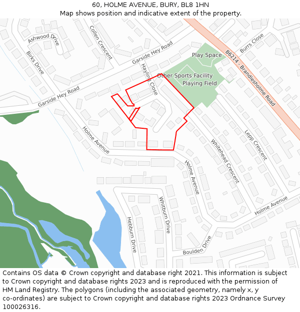 60, HOLME AVENUE, BURY, BL8 1HN: Location map and indicative extent of plot